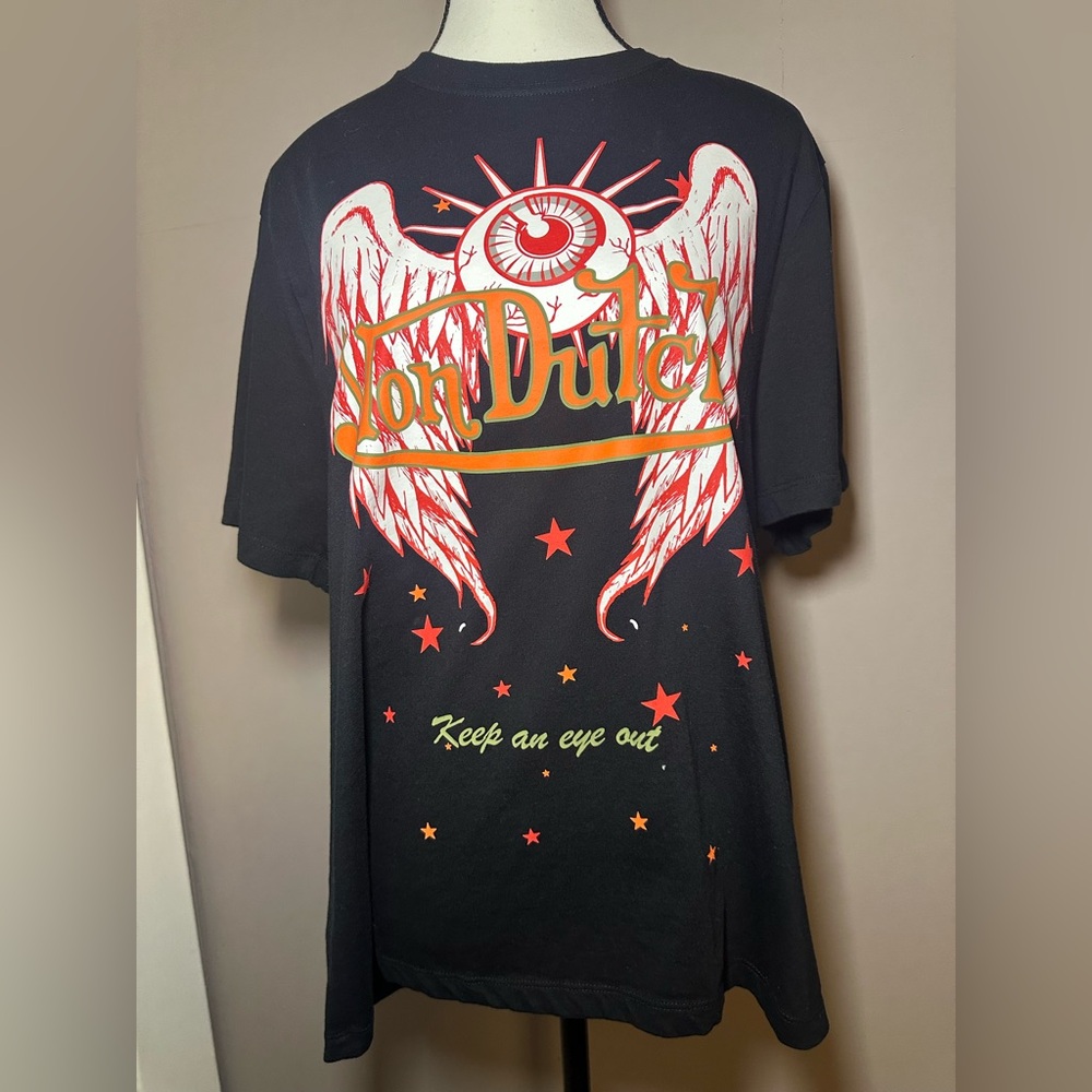 Von Dutch Black Tee with Red & orange graphic